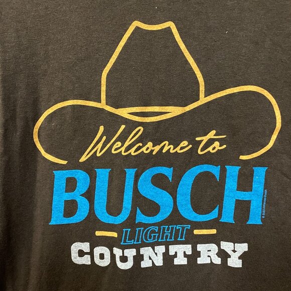 Welcome to Busch Light Country Cowboy Hat Tan T-Shirt XS - Picture 2 of 4
